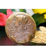 Vintage Charles Pillet Fiore Art Nouveau Woman Medal Brooch Pin France - $69.95