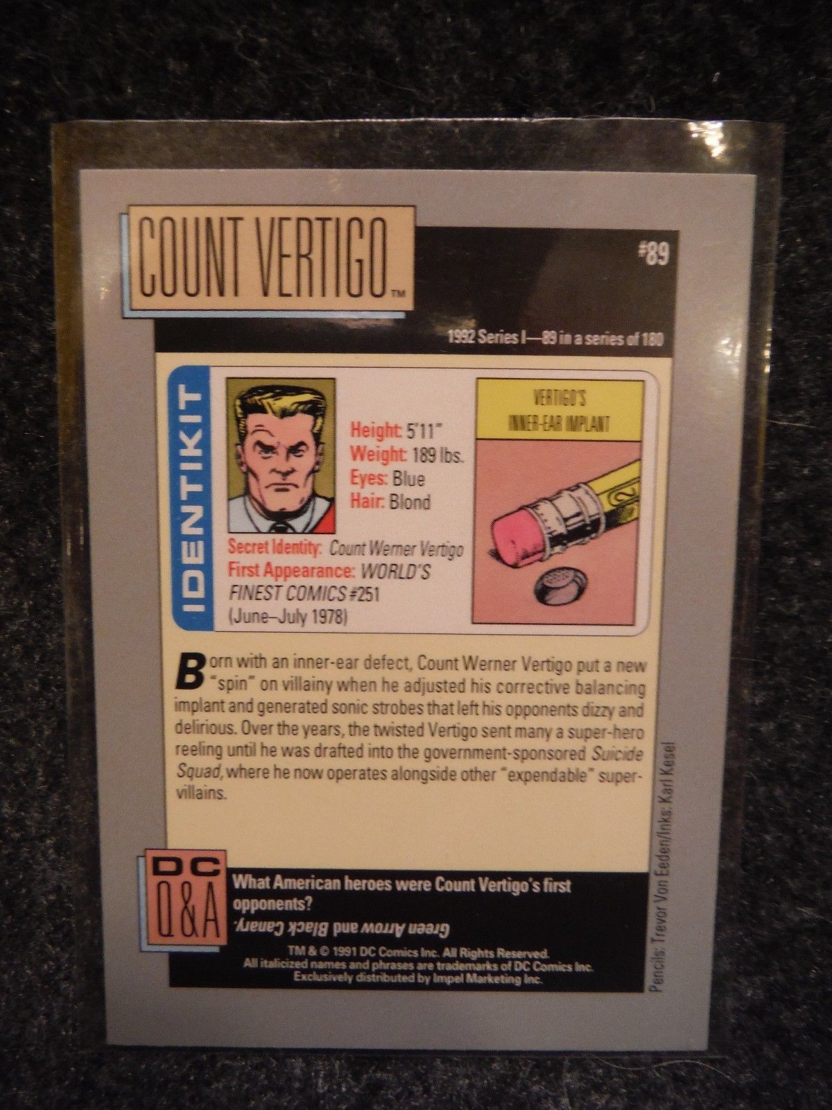 dc trading cards 1992