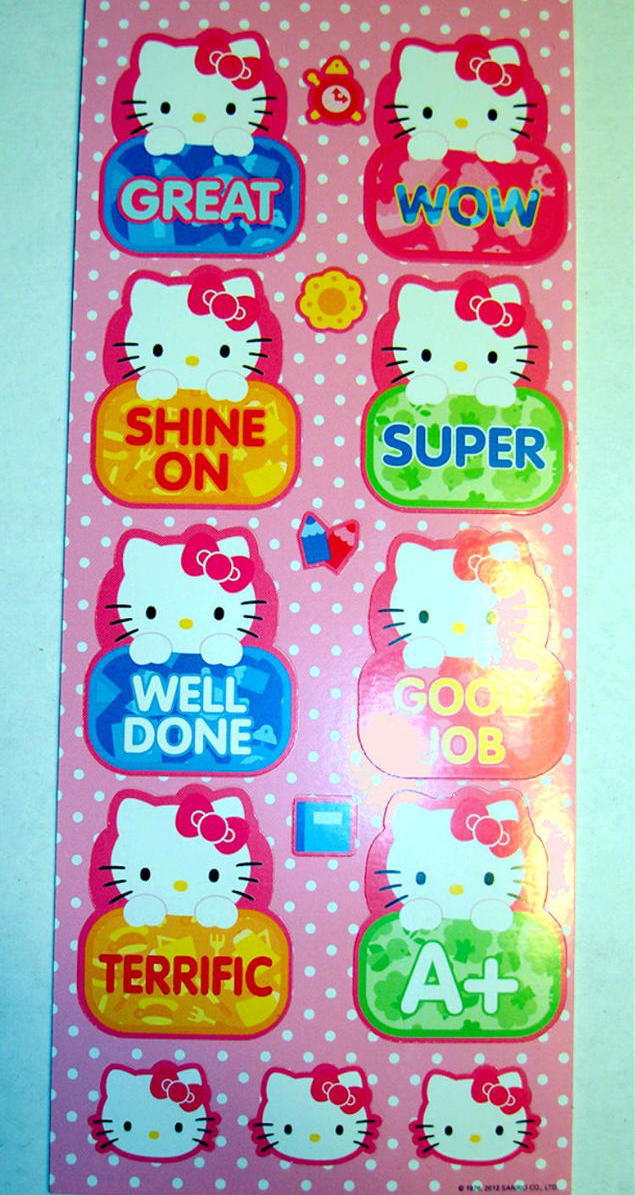 Hello Kitty Reward Stickers 2 Booklets 8 Pages Teachers Parents Girls Great Job Stickers
