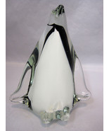 Penguin Art Glass Bird Figurine Paperweight Sun-catcher Black White  - $27.95