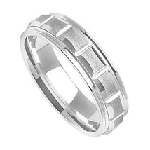 Square Pattern 14k White Gold Comfort Fit Wedding Band - $399.00