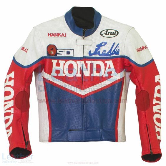 Honda Red Blue Perforated White Motorcycle Leather Jacket New Customized Design - Outerwear
