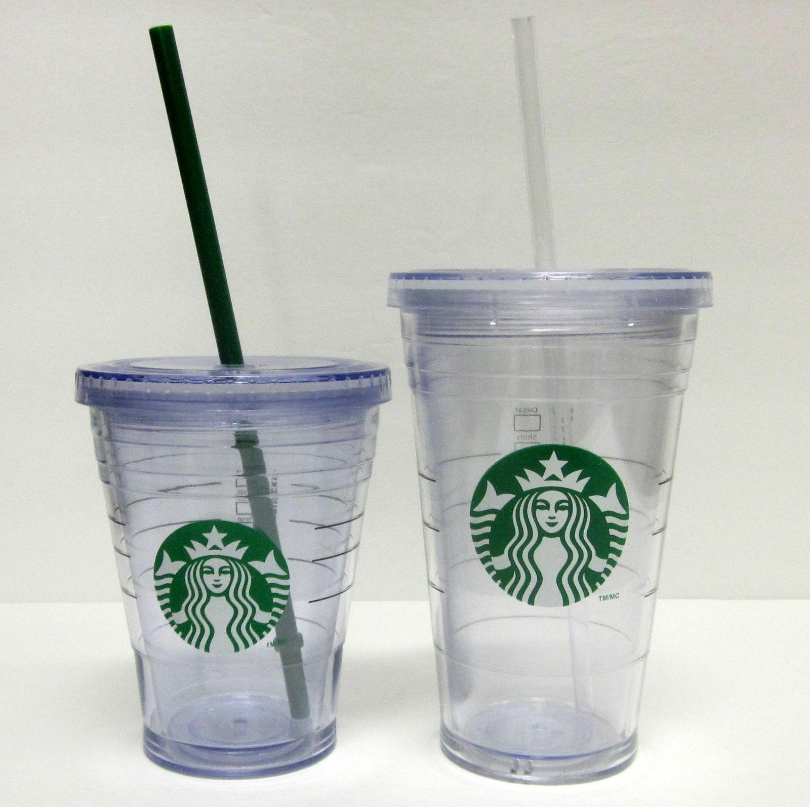 LOT OF (2) STARBUCKS COFFEE COMPANY 12 oz 16 oz CLEAR MENU INSULATED ...