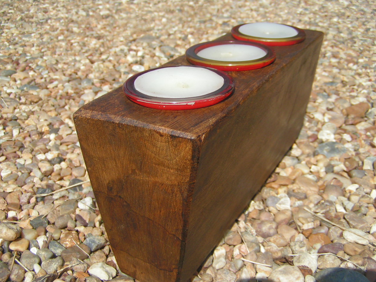 Wooden Sugar Mold Red Glass Votive Candles 3 Hole Set 2348 bz Primitives