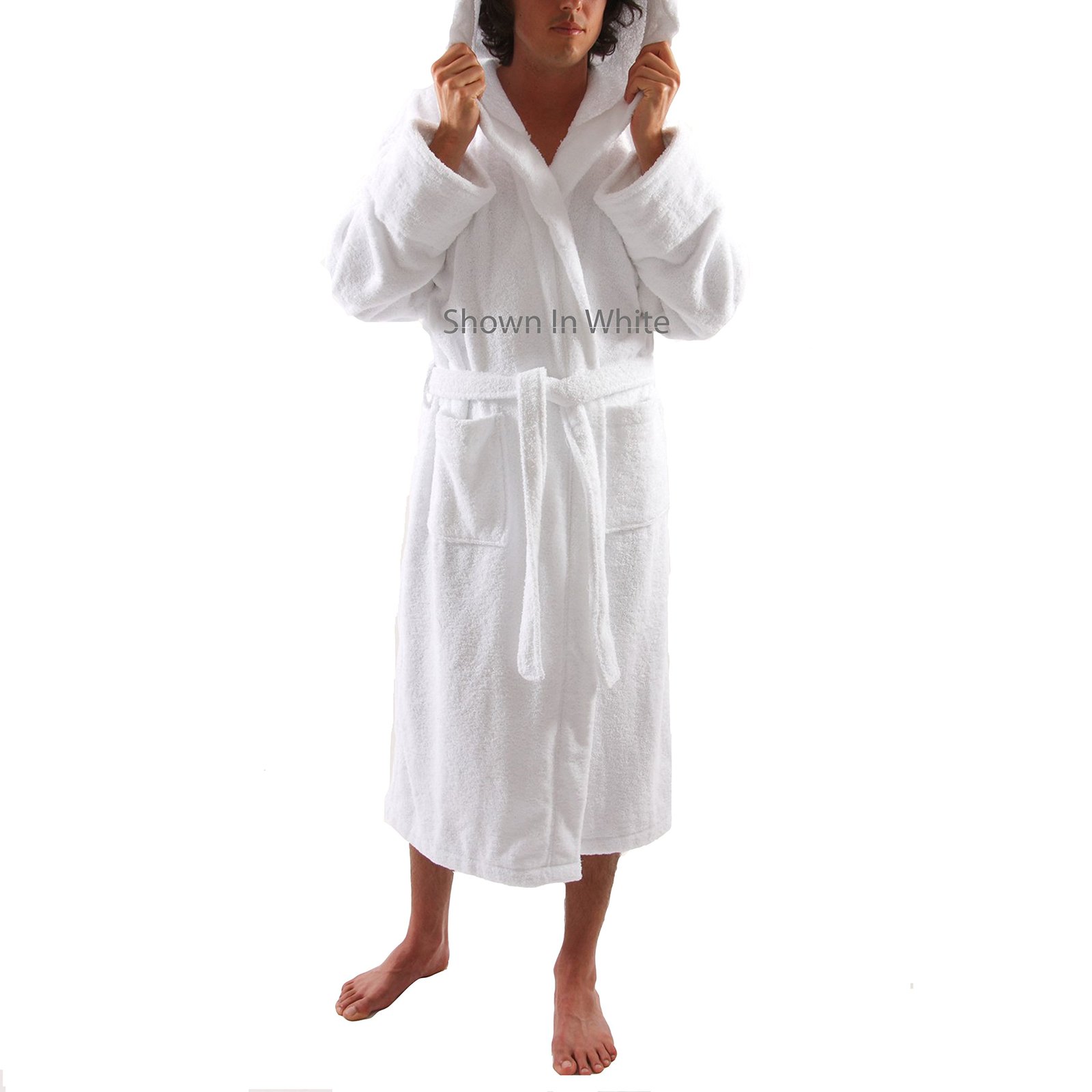 Hooded Terry Bathrobe. 9 Colors Available.Robe Weight 3lb (White) Fashion