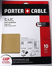Porter Cable 793811210 9&quot; x 11&quot;  120 Fine Grit Sheet Sandpaper 10 Sheets... - $2.48