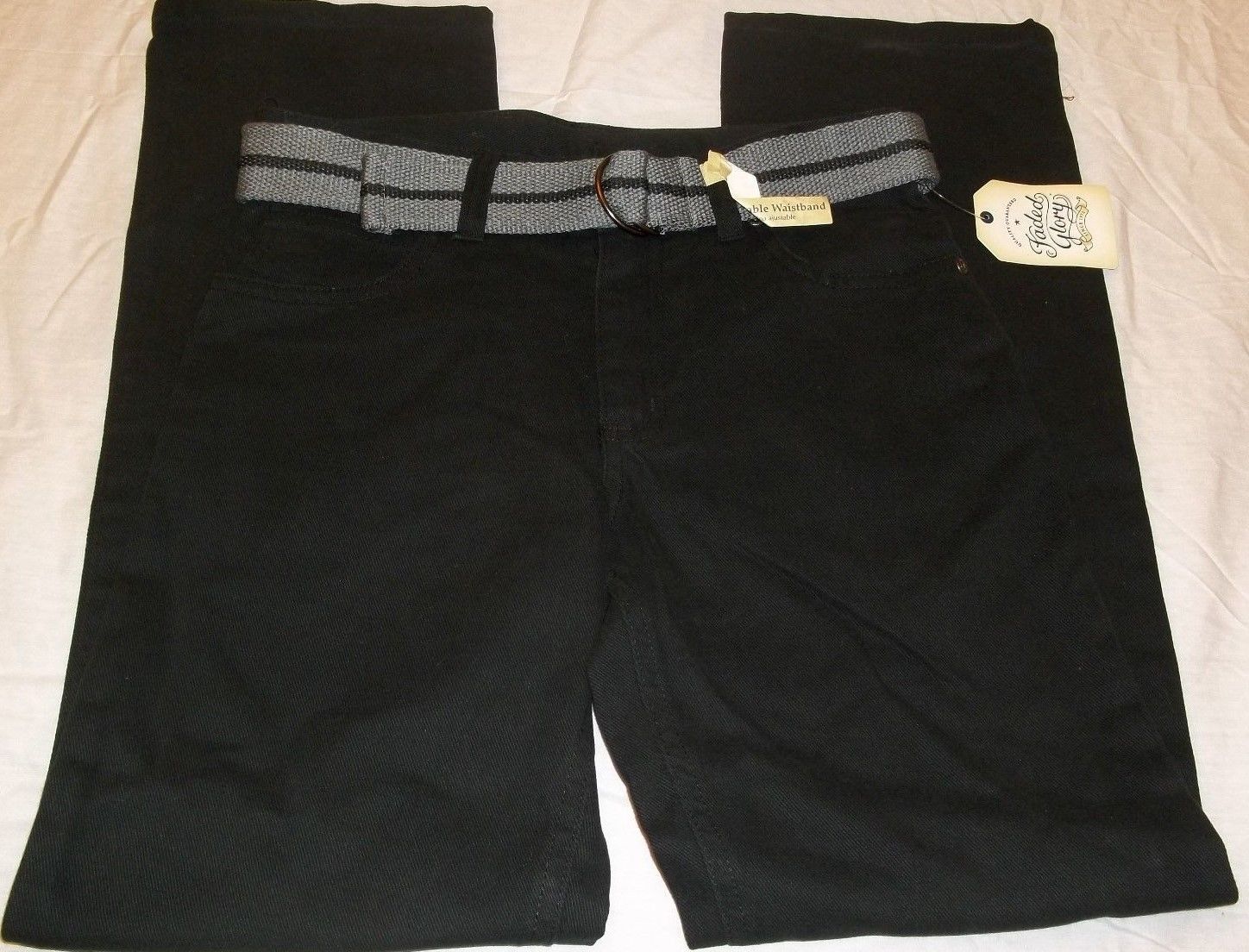 Faded Glory Boys Relaxed Jeans Black Size 14 Husky Adjustable Waist NEW