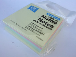 Stick On Notes 3"x 3" 250 Sticky Sheets 5 Pads/Pk Pastel Yellow Pink Blue Green - $2.96