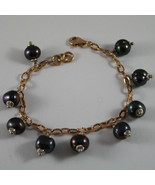 .925 RHODIUM SILVER ROSE GOLD PLATED BRACELET WITH BLUE PEARLS - $54.39