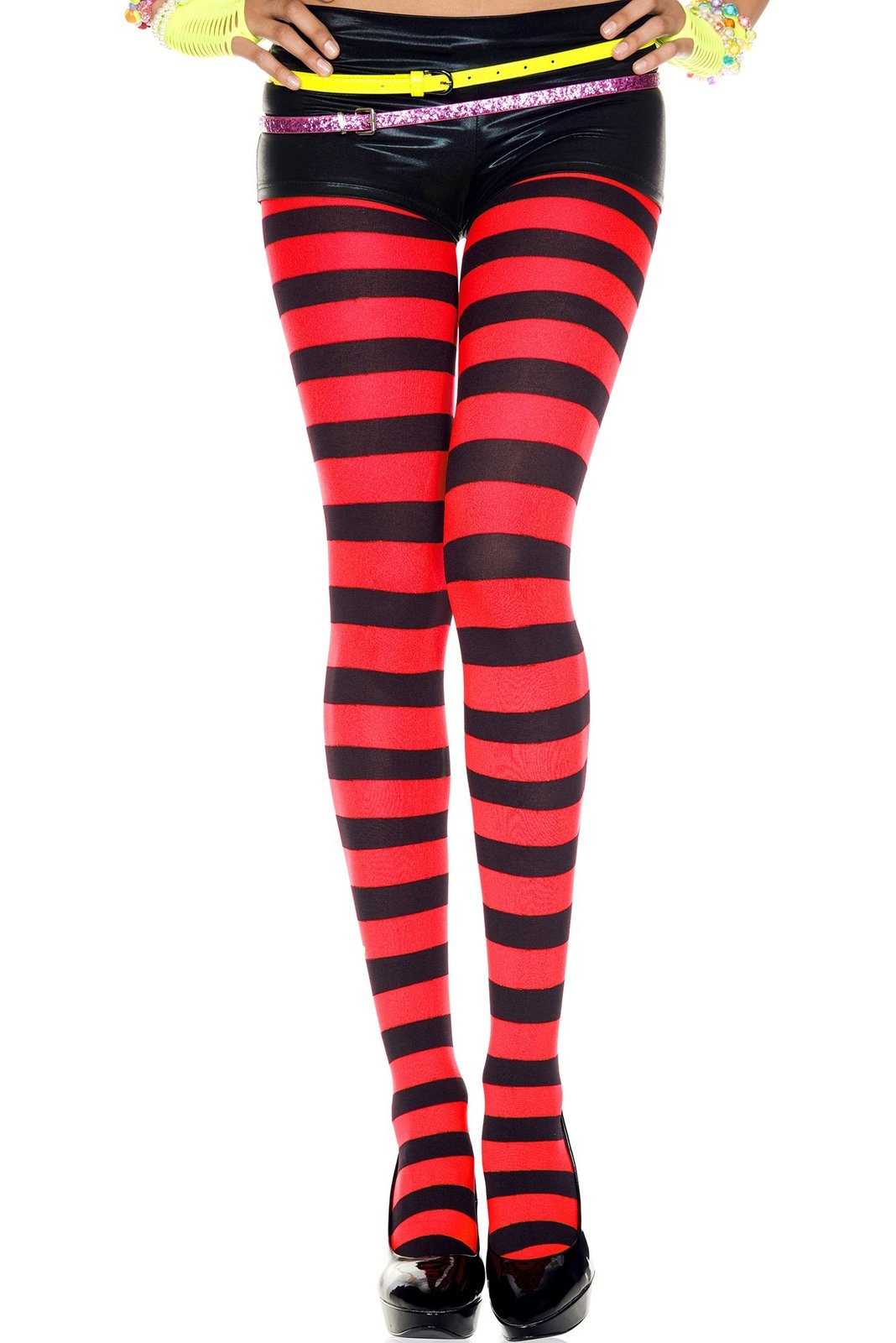 plus size green and black striped tights