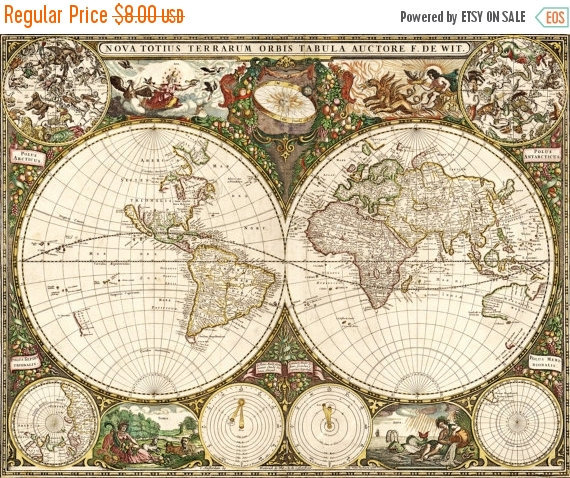 Old World Map of 1660 - 496 x 387 stitches - Cross Stitch Pattern L282
