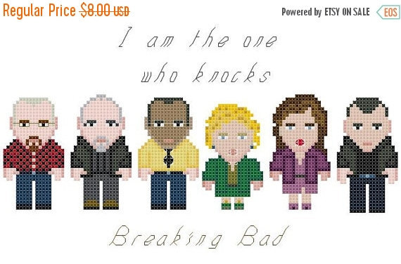 Pixel Breaking bad cast - 123 x 73 stitches - Cross Stitch Pattern L635