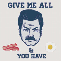 counted Cross Stitch Pattern Ron Swanson 193 *193 stitches BN1008 - $3.99
