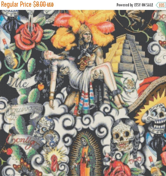 H. Contigo mexican history - 220 x 320 stitches - Cross Stitch Pattern L847