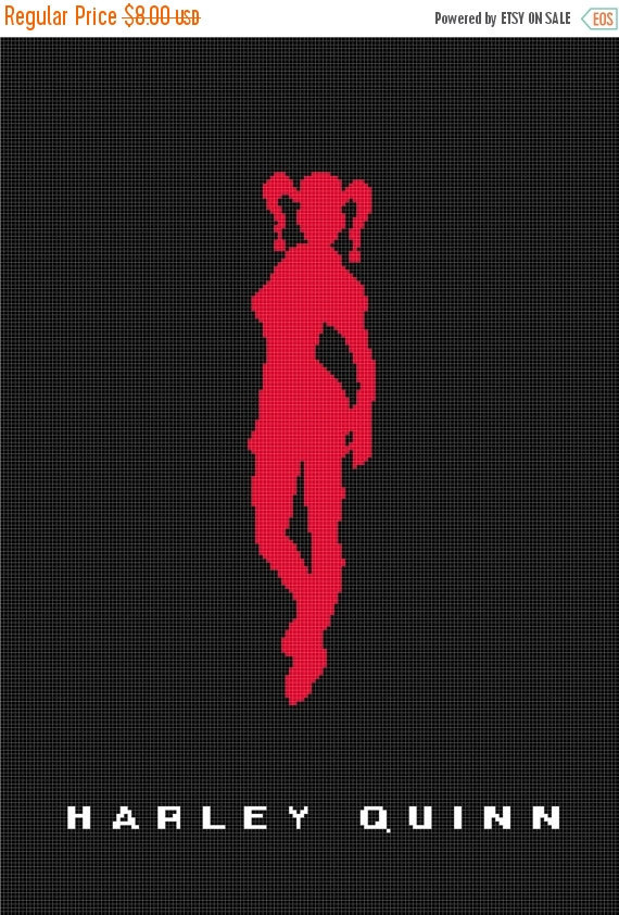 counted cross stitch pattern Harley Quinn Silhouette 165 x 234 stitches BN1085
