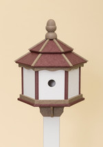 AMISH HANDMADE HEXAGON BIRDHOUSE Big 3 Room Recycled Poly in Cherry Tan ... - $167.97