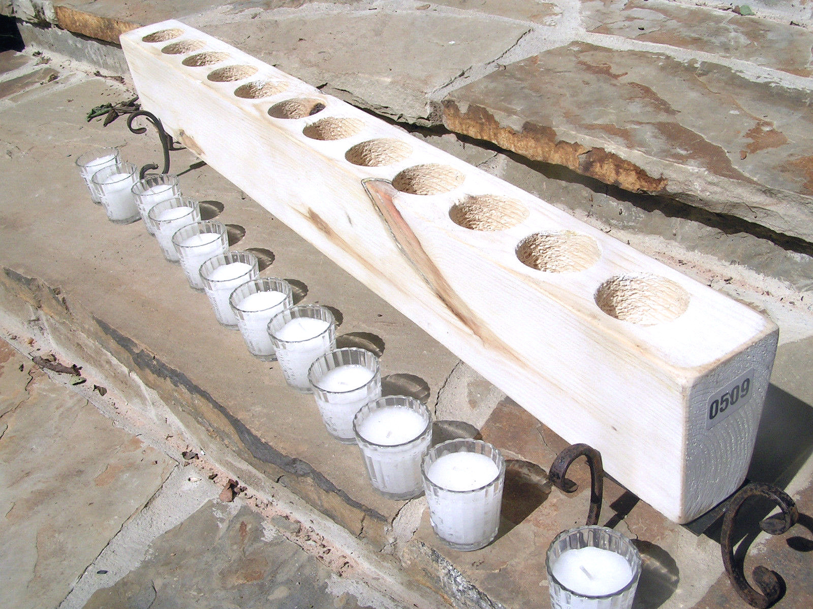 12 hole White Wooden Sugar Mold CANDLE Holder COMPLETE Set Clear votives 0509 bz Candle