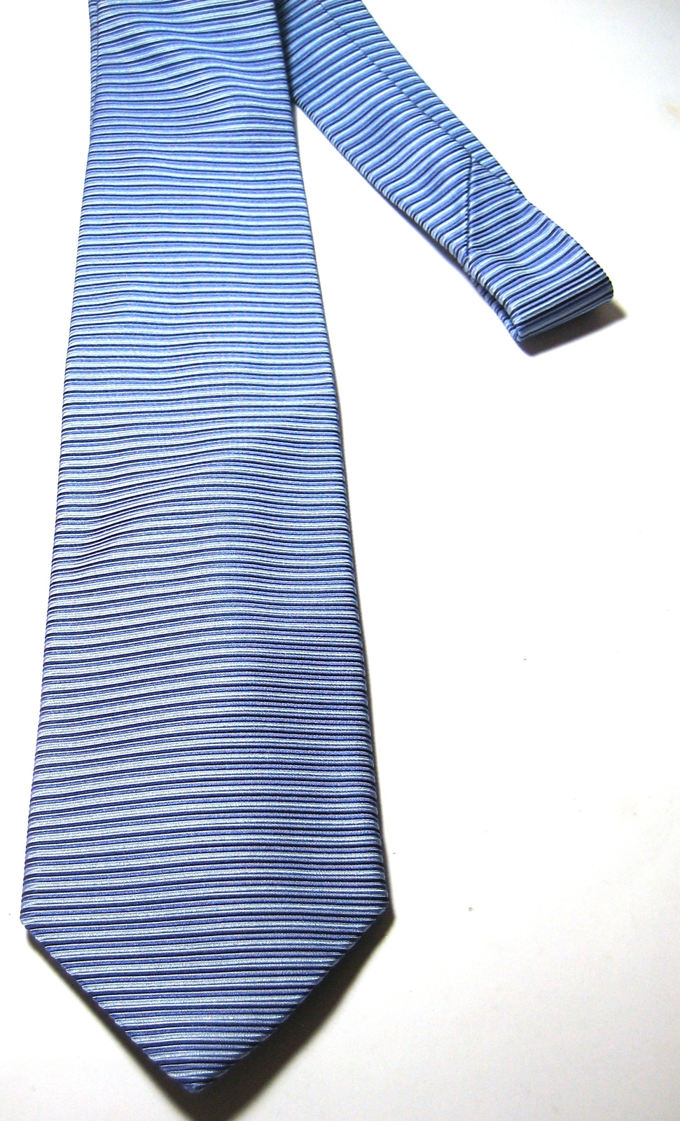 BROOKS BROTHERS Rich Light Blue Horizontal Striped 100% Silk Tie - Ties