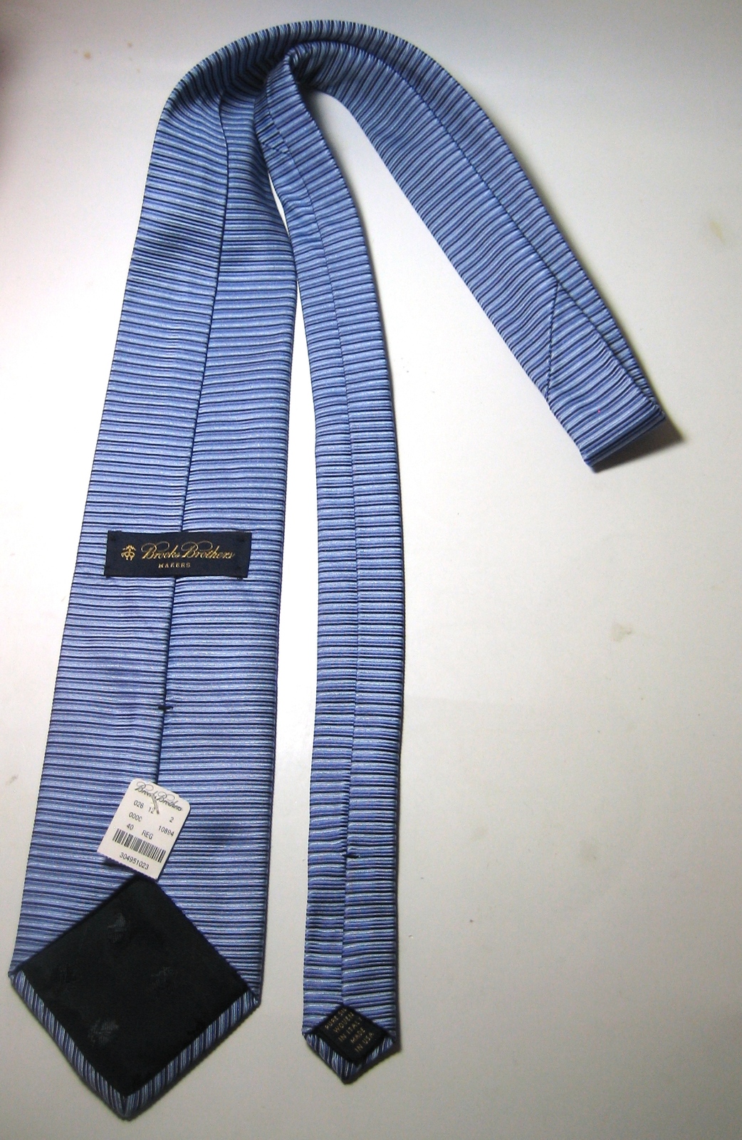 BROOKS BROTHERS Rich Light Blue Horizontal Striped 100% Silk Tie - Ties