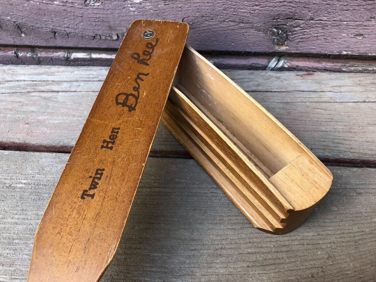 Vintage BEN LEE Twin Hen Turkey Box Call Coffeeville AL Signed Game Calls