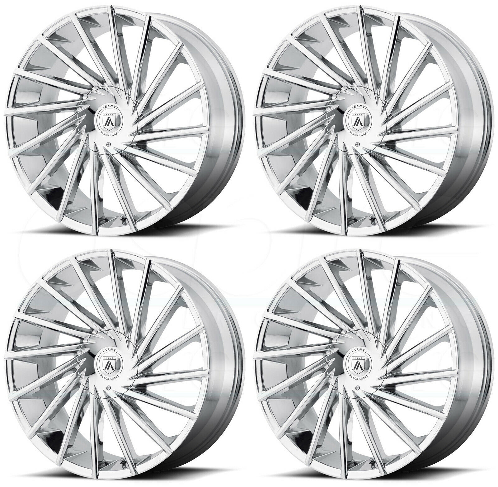 22x9 Asanti Black ABL-18 Matar 6x135/6x5.5 15 Chrome Wheels Rims Set(4 ...