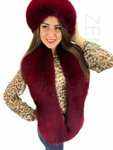 Fox Fur Stole 63' (160cm) Fur Boa Saga Furs Tails / Cuffs / Headband Burgundy image 2