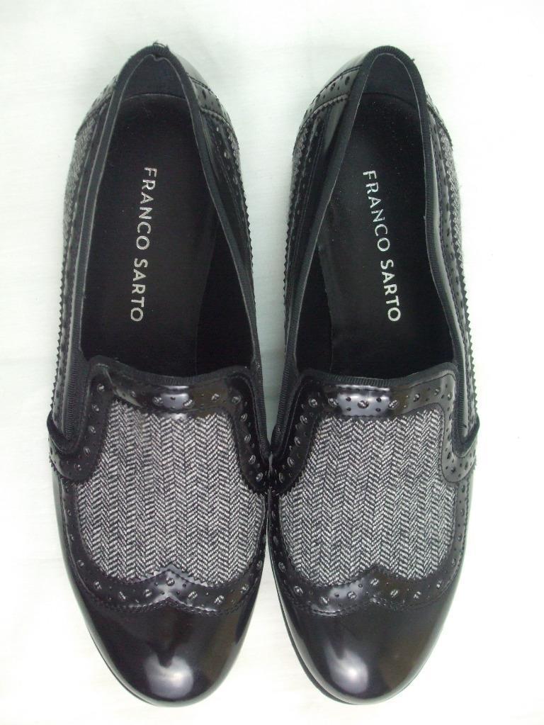 franco sarto black patent leather loafers