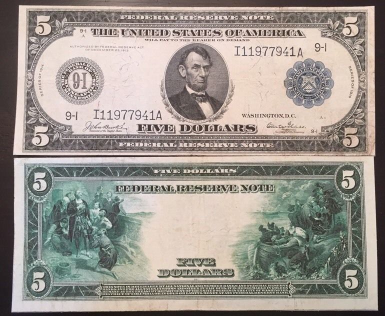 Reproduction Copy 1918 $5,000 Federal Reserve Note Currency USA See  Description