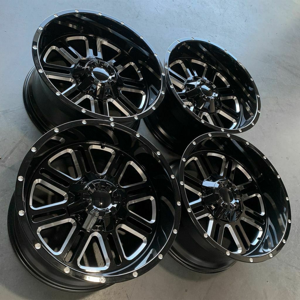 Used 22x12 D6 fit Lifted Chevy Ford 6x135/6x139.7(6x5.5) 44 Black