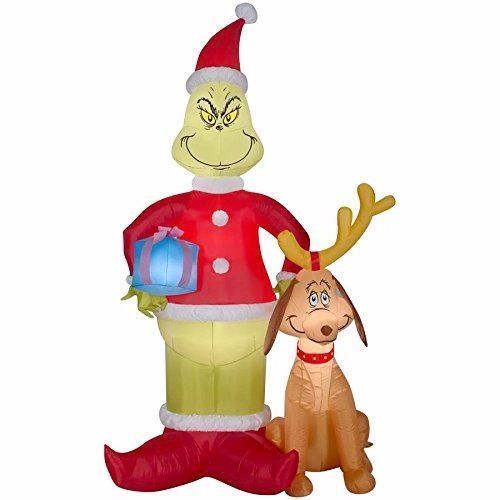 Christmas Airblown Inflatable Grinch As Santa Yard Decoration For