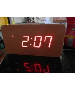 Wooden Wood LED Overlay Display Alarm Clock With Nature Sounds - $17.33