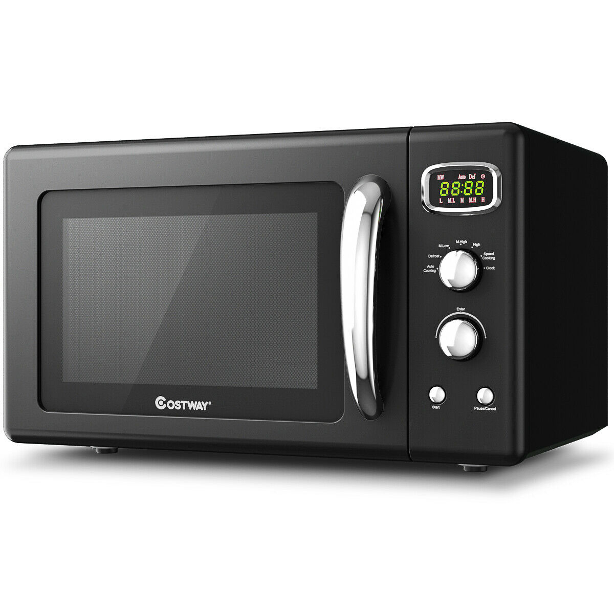 0.9 Cu.ft Retro Countertop Compact Microwave OvenBlack Infrared