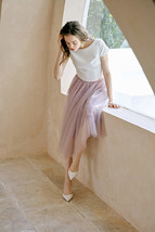 2020 Rose Pink Midi Tulle Skirt Outfit A-line Ballerina Skirt Plus Size WT12