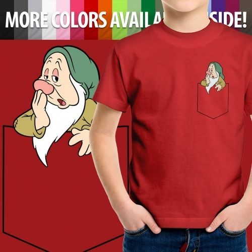 Snow White Seven Dwarfs Sneezy Disney Boys Kids Youth Teen Crew Neck Tee T-Shirt