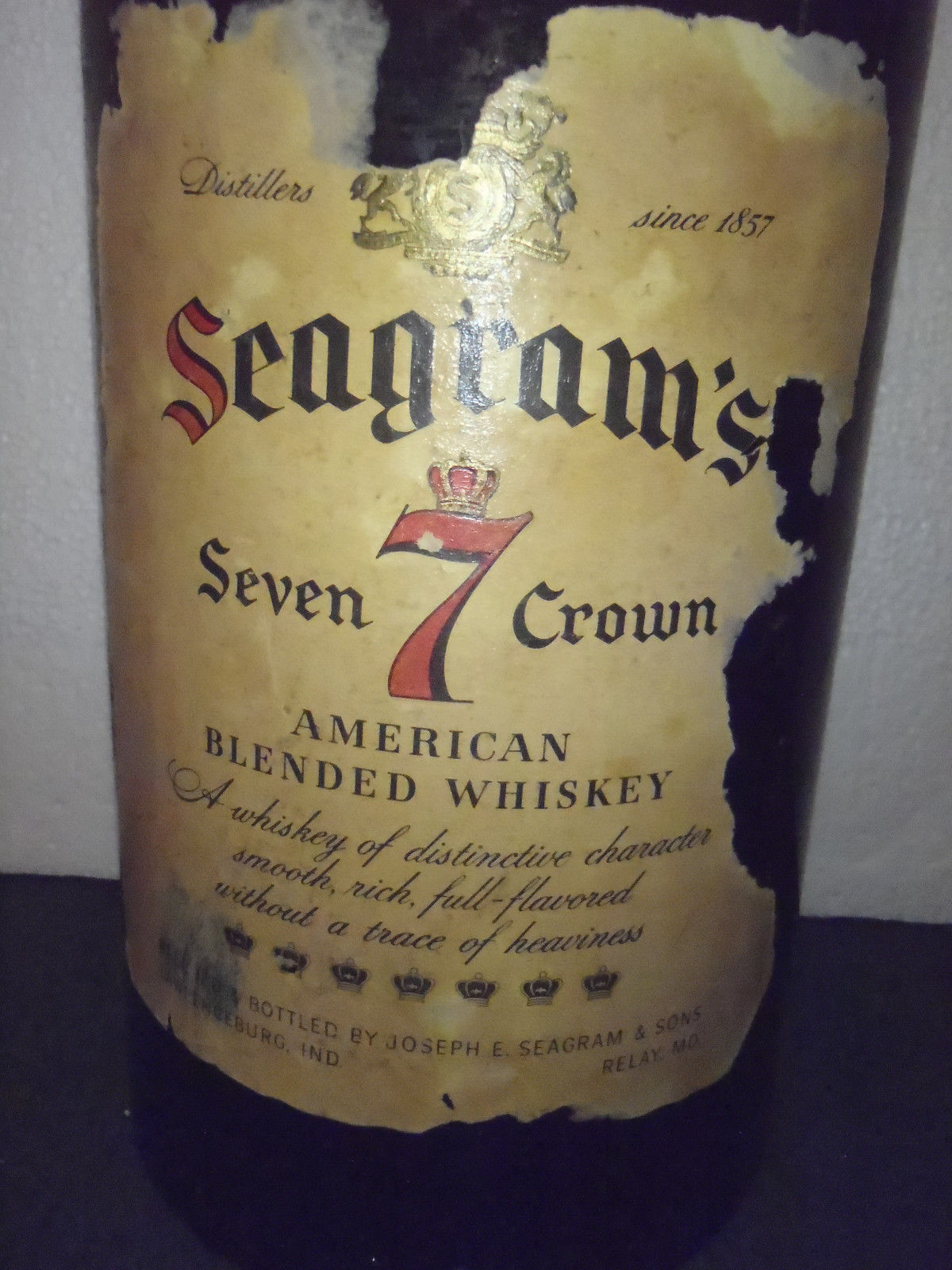 Vintage Seagram's 7 Whiskey Empty One Gallon Bottle Seagram's