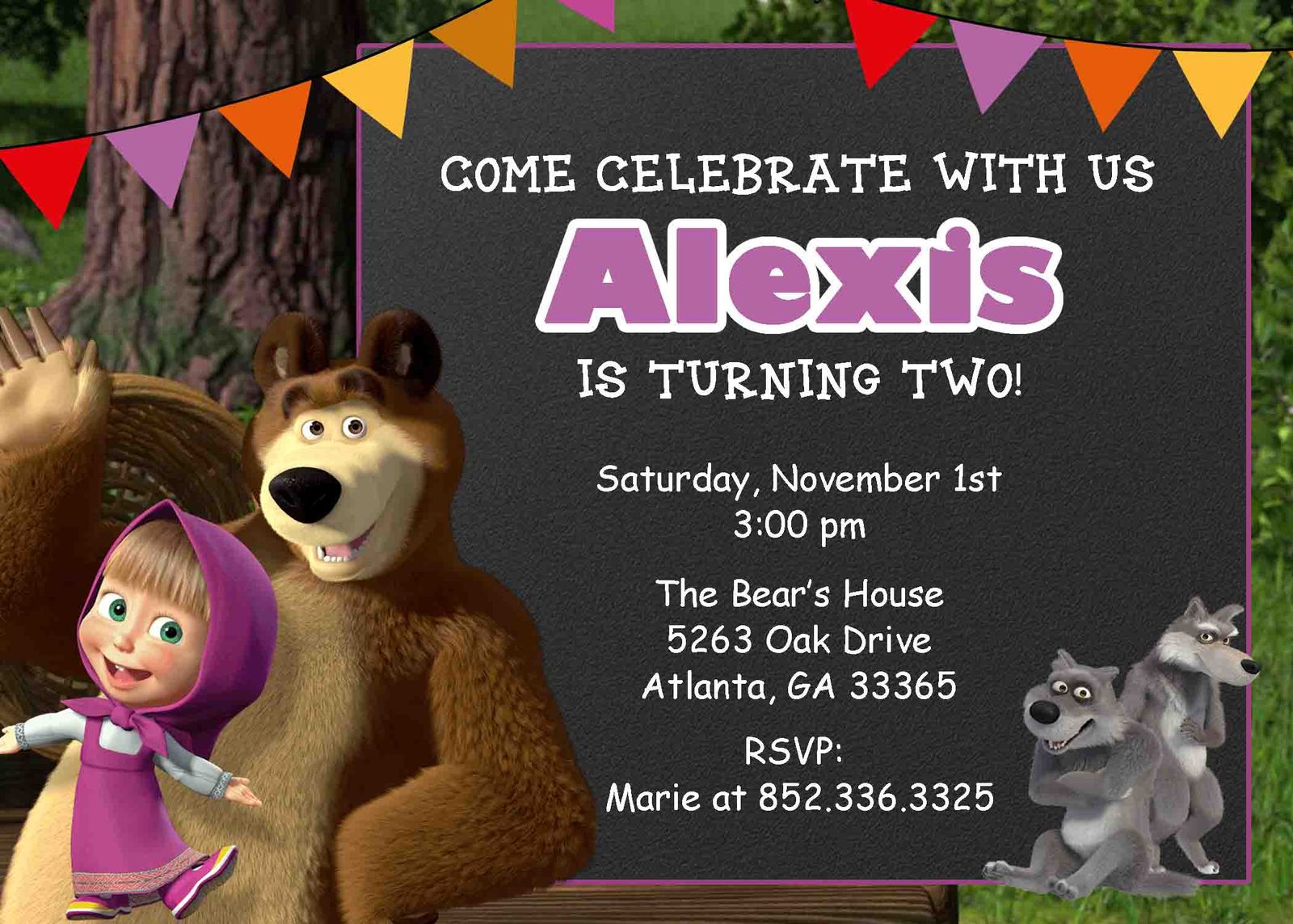 Masha And The Bear Invitation Bear Invitations Masha And The Bear Masha And The Bear Invitation 