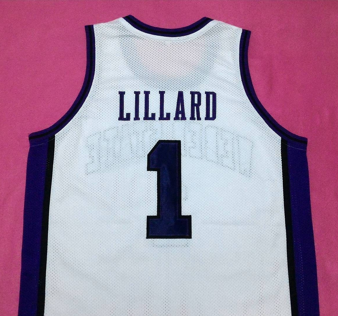 DAMIAN LILLARD Weber State Black Front / White Back Half Edition Jersey ...