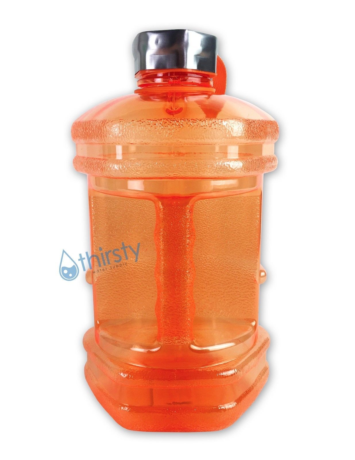 Orange BPA Free Water Bottle 2.3L Hexagon Canteen Gym Jug Container Steel Cap