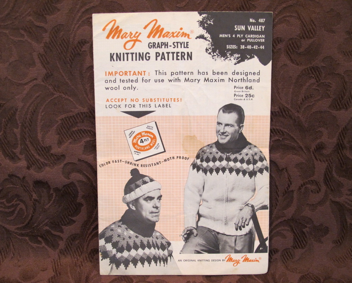 Vintage Mary Maxim Knitting Patterns Mens And 50 Similar Items