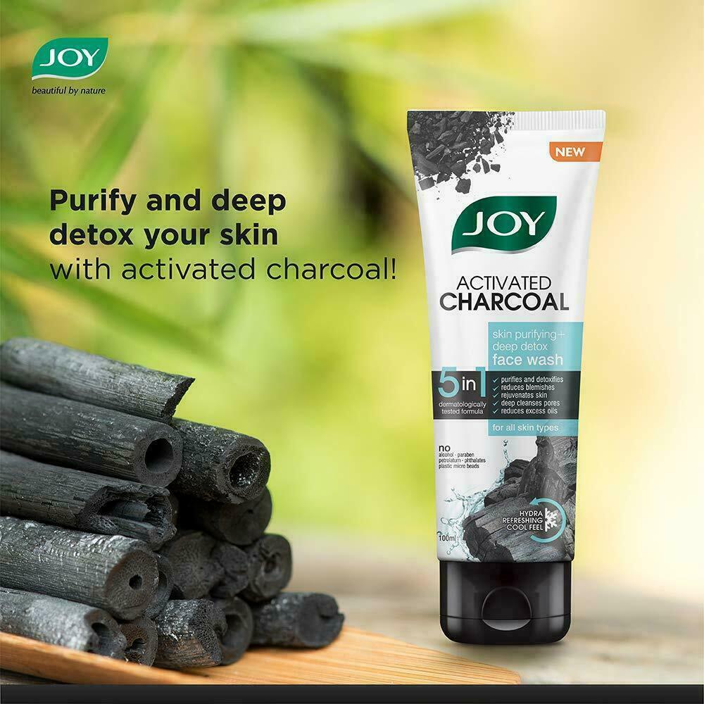 Joy Activated Charcoal Face Wash, Skin Purifying +Deep Detox 100ml