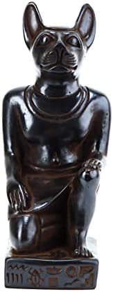 Ancient Egyptian statue of goddess Bastet cat seated black solid stone made in E