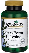 Swanson Amino Acid Free-Form L-Lysine 500 Milligrams 100 Capsules - $38.38