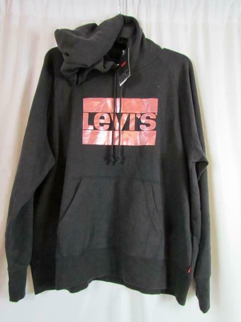 NWT Levi Strauss & Co Black Hoodie Sweatshirt Metallic Pink Logo M Org $59.50