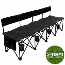 GO TEAM PRO 4 SEAT PORTABLE FOLDING BENCH W/CUP HOLDERS, BACKREST &amp; CARR... - $61.33
