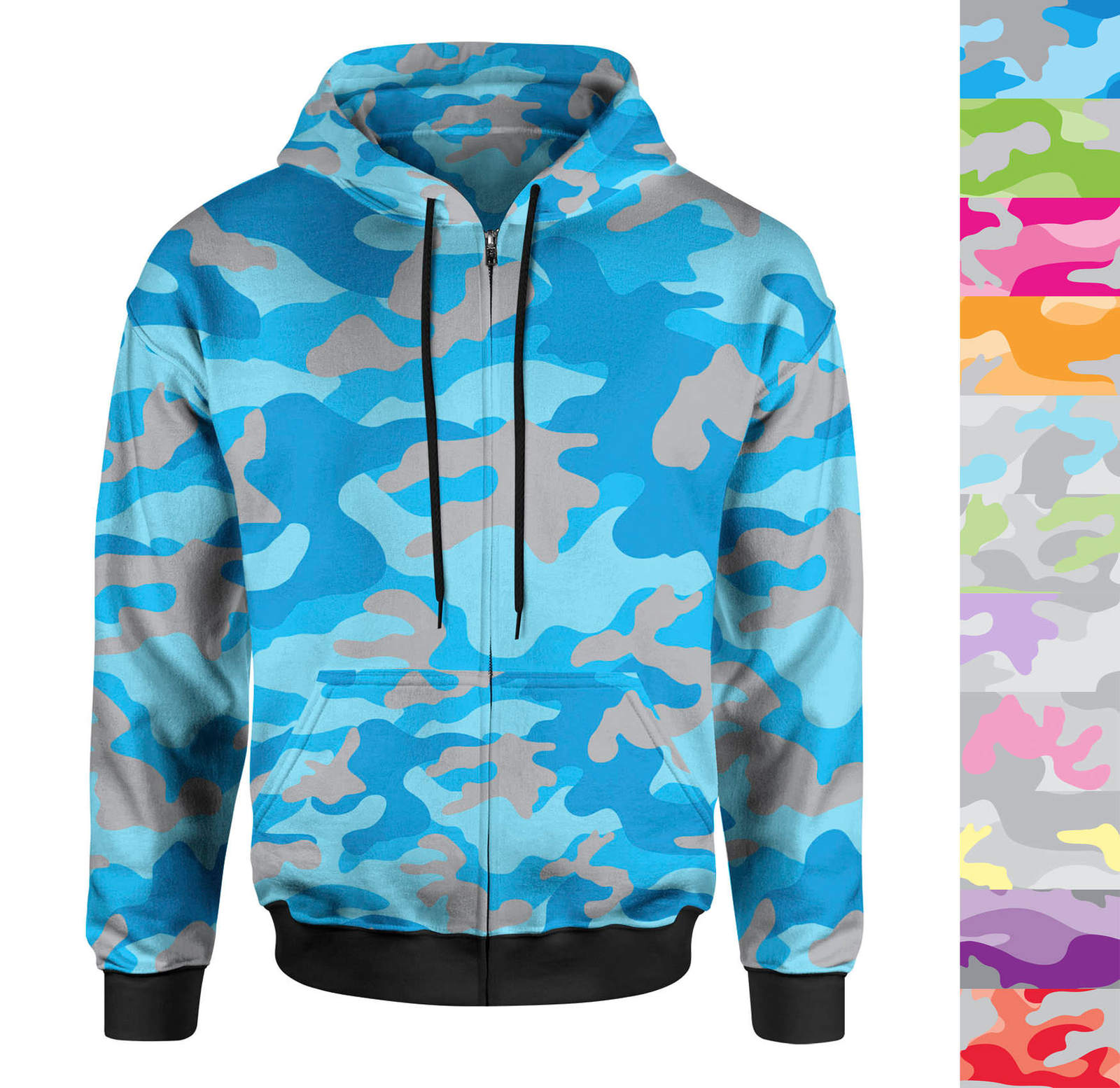 Colored Camouflage Men Zip Up Hoodie - Sweaters