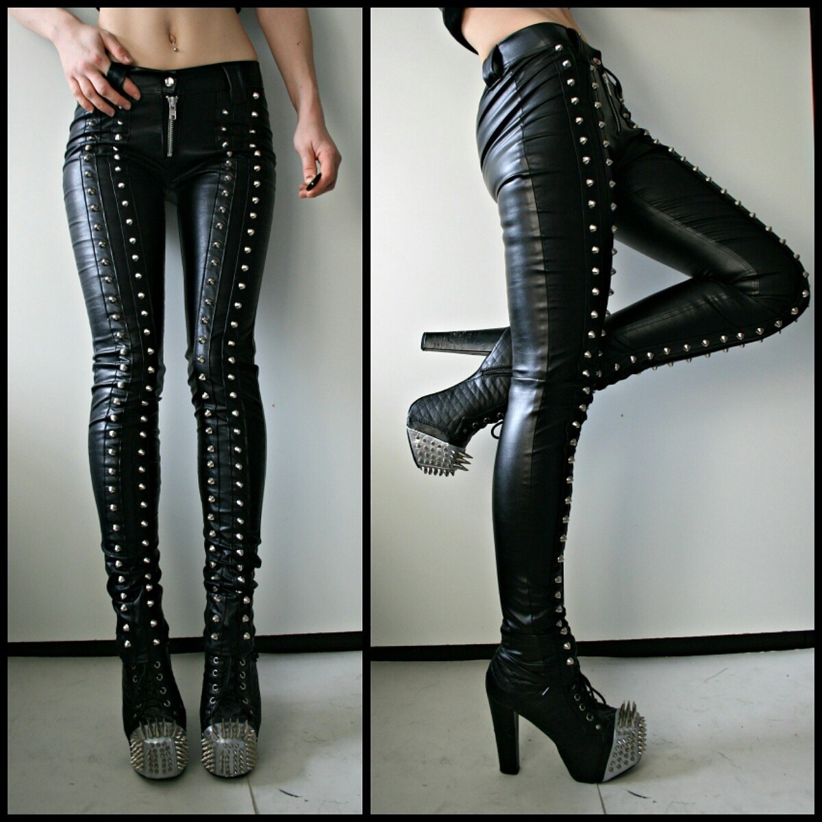 Pantalon Femme Ally B Noir Avec Ceinture Et Fermeture éclair - Taille S, Occasion Très Bon état