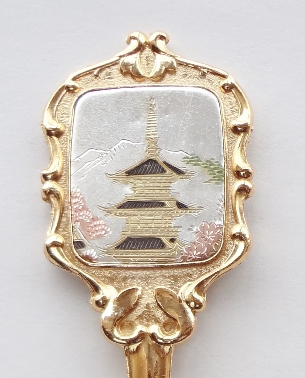 Collector Souvenir Spoon Japan Pagoda Original Chokin Collection Spoons