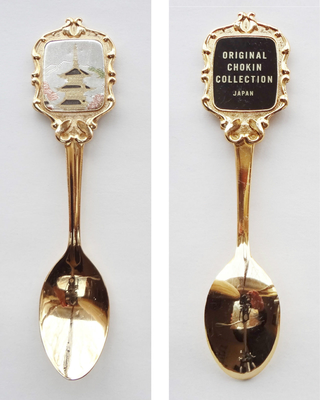 Collector Souvenir Spoon Japan Pagoda Original Chokin Collection Spoons