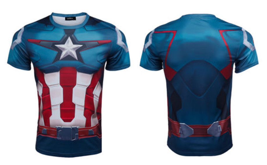 Image of Superhero Captain America D Halloween Costume Tee Sports Jersey