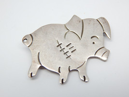 PIG PIGLET Vintage Sterling Silver Brooch Pin - 1 5/8 inches - FREE SHIP... - $60.00